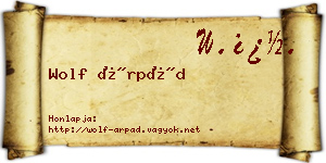 Wolf Árpád névjegykártya